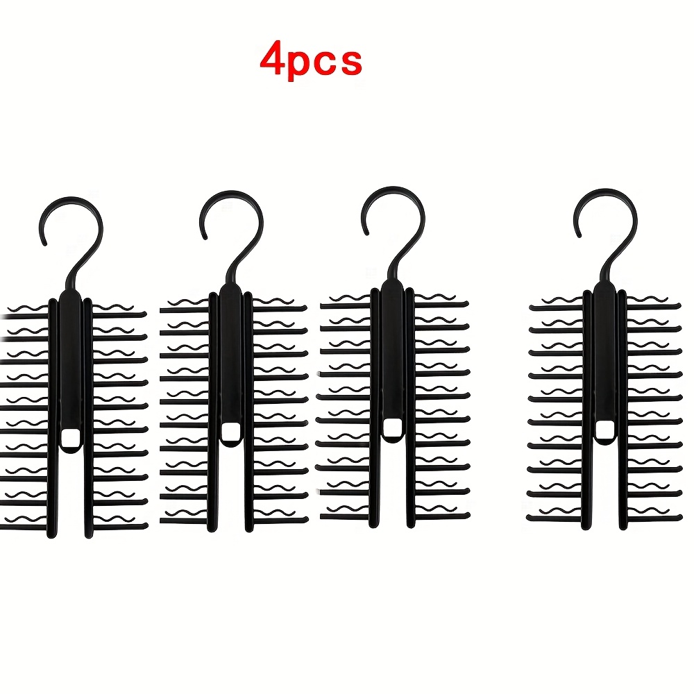 TEMU 4pcs Black , Storage Bag, Hanger, Stand Set In Wardrobe, Tie Storage Rack For Storing Ties/belts, 360-degree Rotatable Space- Tie Clip, Suitable