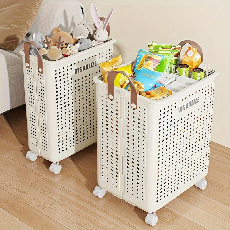 foldable dirty clothes basket without cover small portable laundry basket for home medium capacity storage basket super practical dirty clothes basket for balcony and bathroom multifunctional portable dirty clothes basket with wheels practical storage basket for bathroom medium size can hold about 14 adult clothes large size can hold about 20 adult clothes details 6