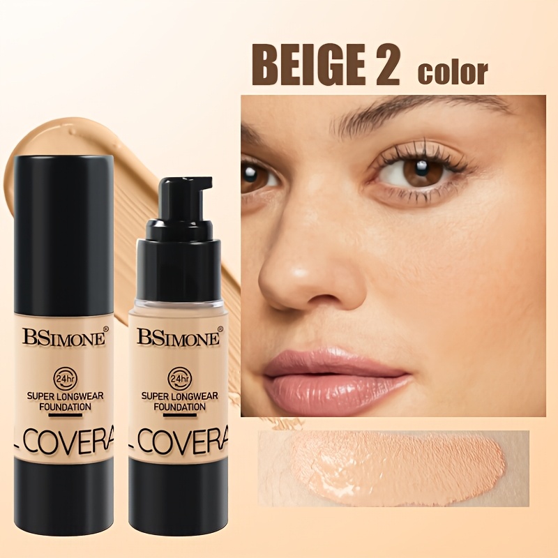 BSIMONE 1pc 24-Hour Long-Lasting Liquid Foundation, Professional Base Makeup, Sweat-Proof and Smudge-Proof, Strong Concealing Power, Easy to Apply, Minimizes Pores Without Feeling Heavy, Suitable for Dry, Oily, and Sensitive Skin, Stage Makeup - Image 5