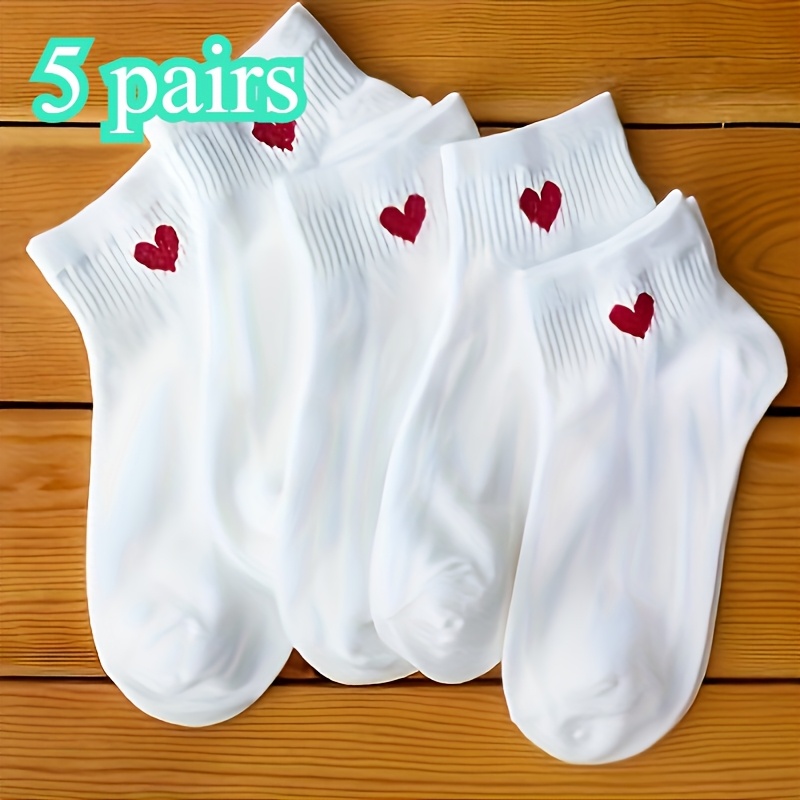 

5 Pairs Of Matching Sports Care Print Socks, Valentine's Day Gifts, Soft And Comfortable Low-cut Ankle Socks, Women's Stockings And Socks