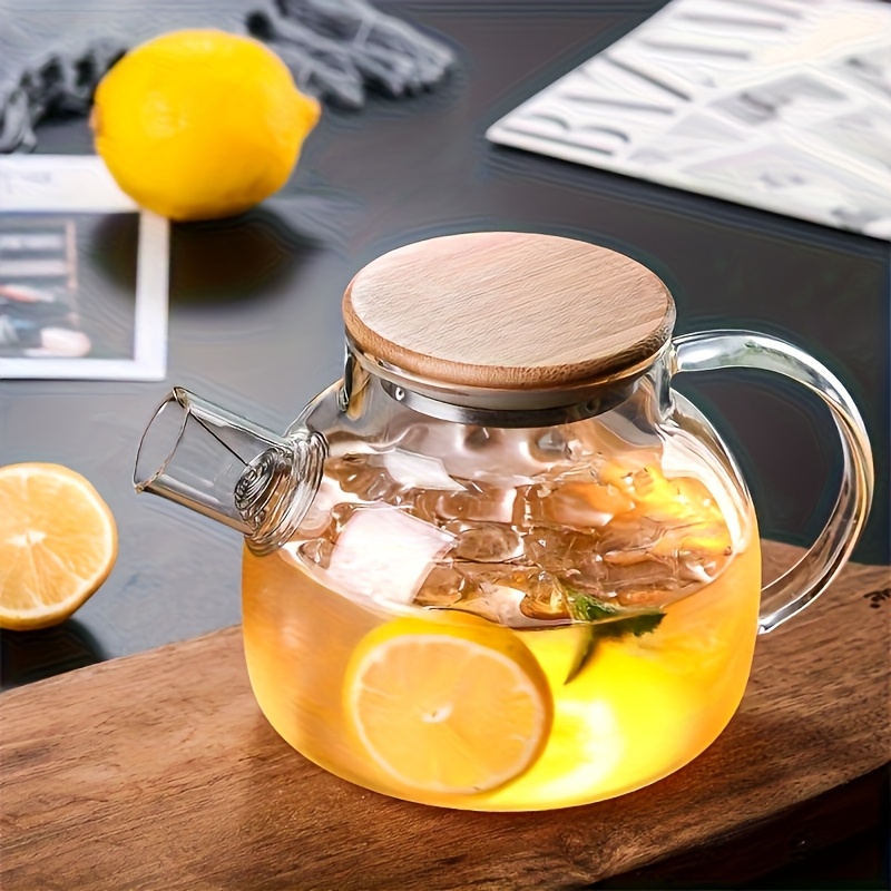 E-shop Verdickte Glas-Teekanne, 1000ml Glas-Teekessel, Gefilterte Glas-Blumenteekanne, Saftkrug, Kaltwasserkrug, Hitzebeständiger Glas-Krug für den