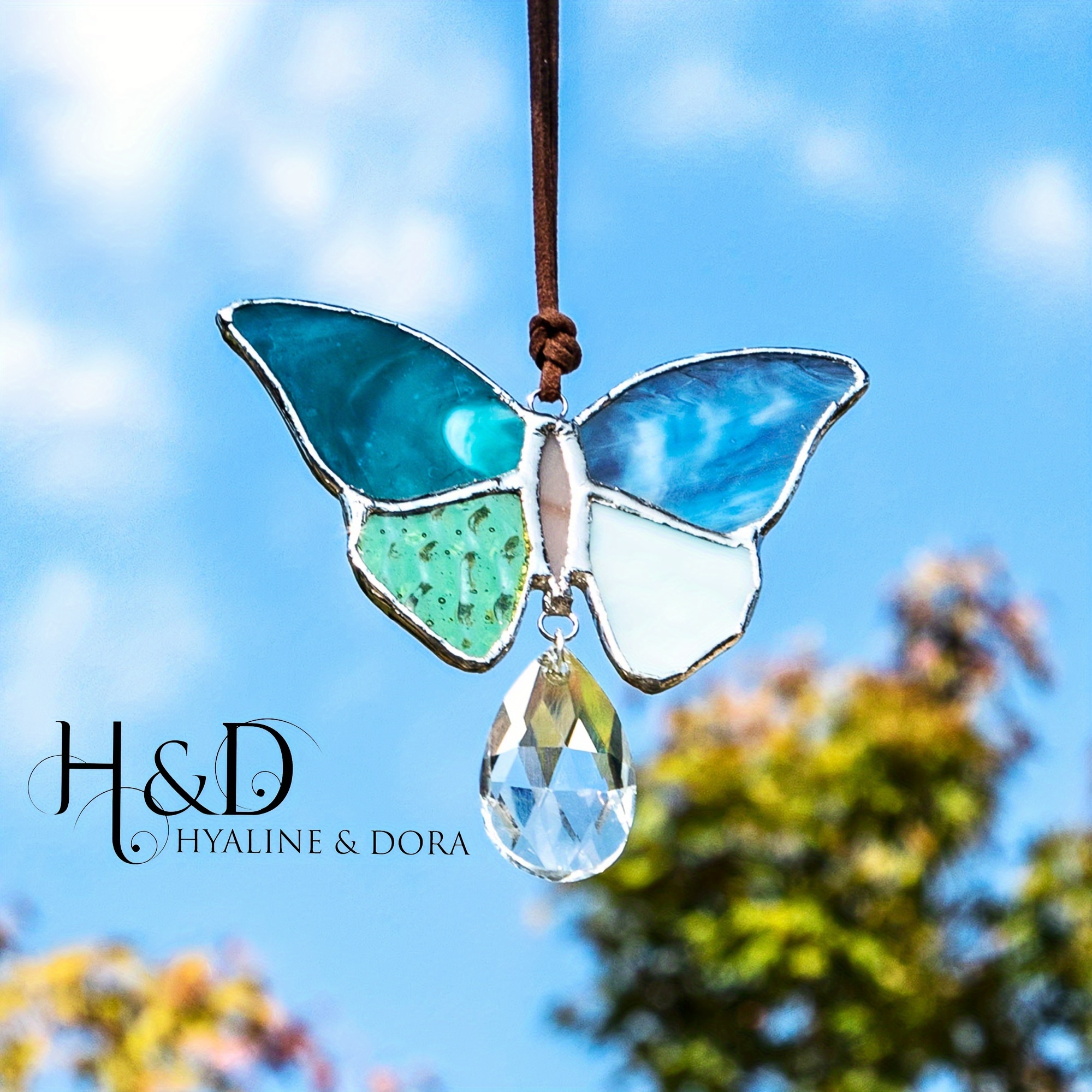 

H&d Hyaline& Stained Glass Butterfly Window Hangings Crystal Suncatcher For Home Decor Pendant