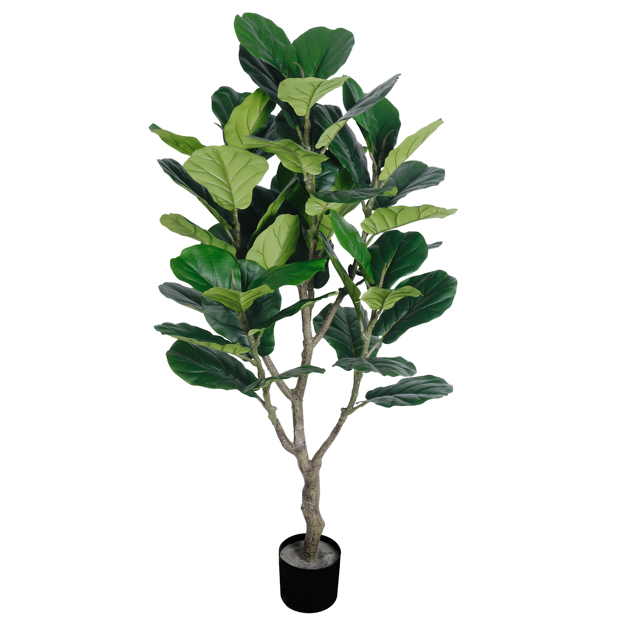 Image of 137cm Tall Artificial Fiddle Leaf Realistic Fake Plant With & Leaves - Plant Suitable For Home, Office, Living Room - Low-maintenance Indoor Tree