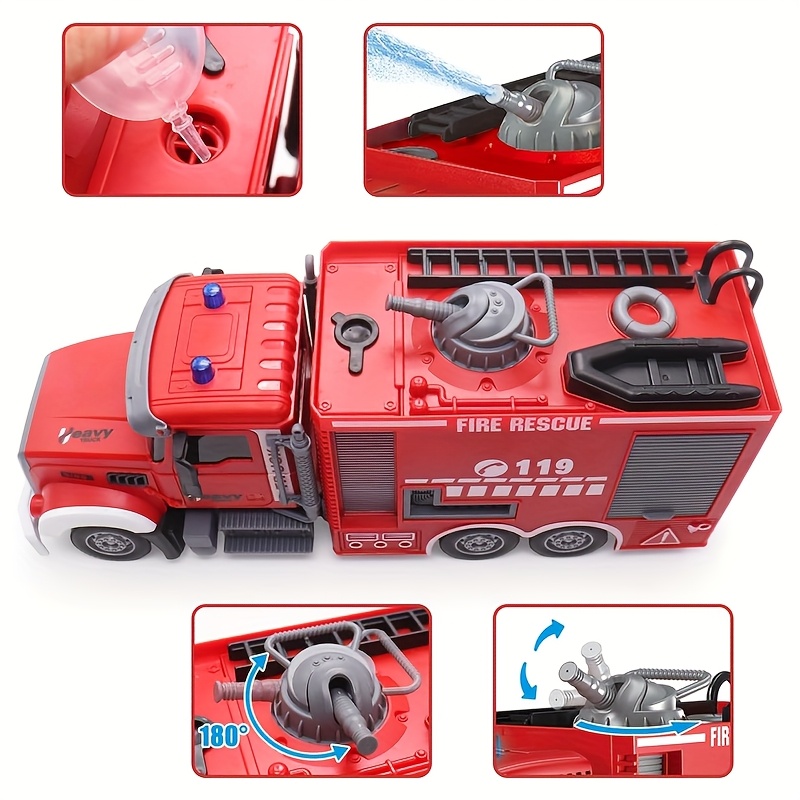 Remote Control Fire Truck, Water Cannon Fire Truck, RC Construction Truck Toys - 180° Spray Function, Auto Demonstration, with Battery, Birthday Gift for Boys And Girls Over 6-12 Years Old