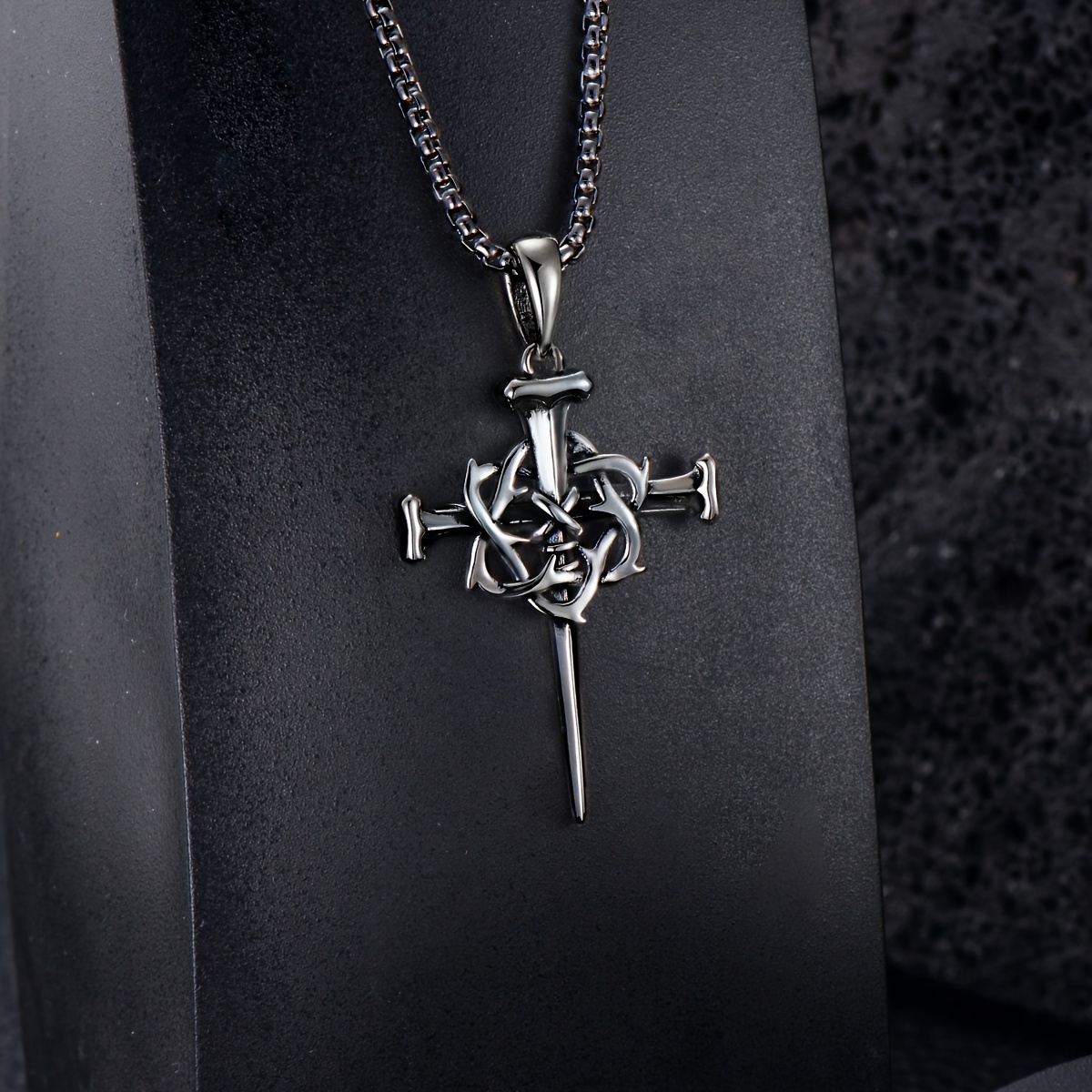 Swordgod Black Nail Cross Necklace Image 2