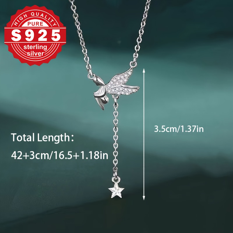 Women's S925 Sterling Silver Winged Elf Pendant Necklace