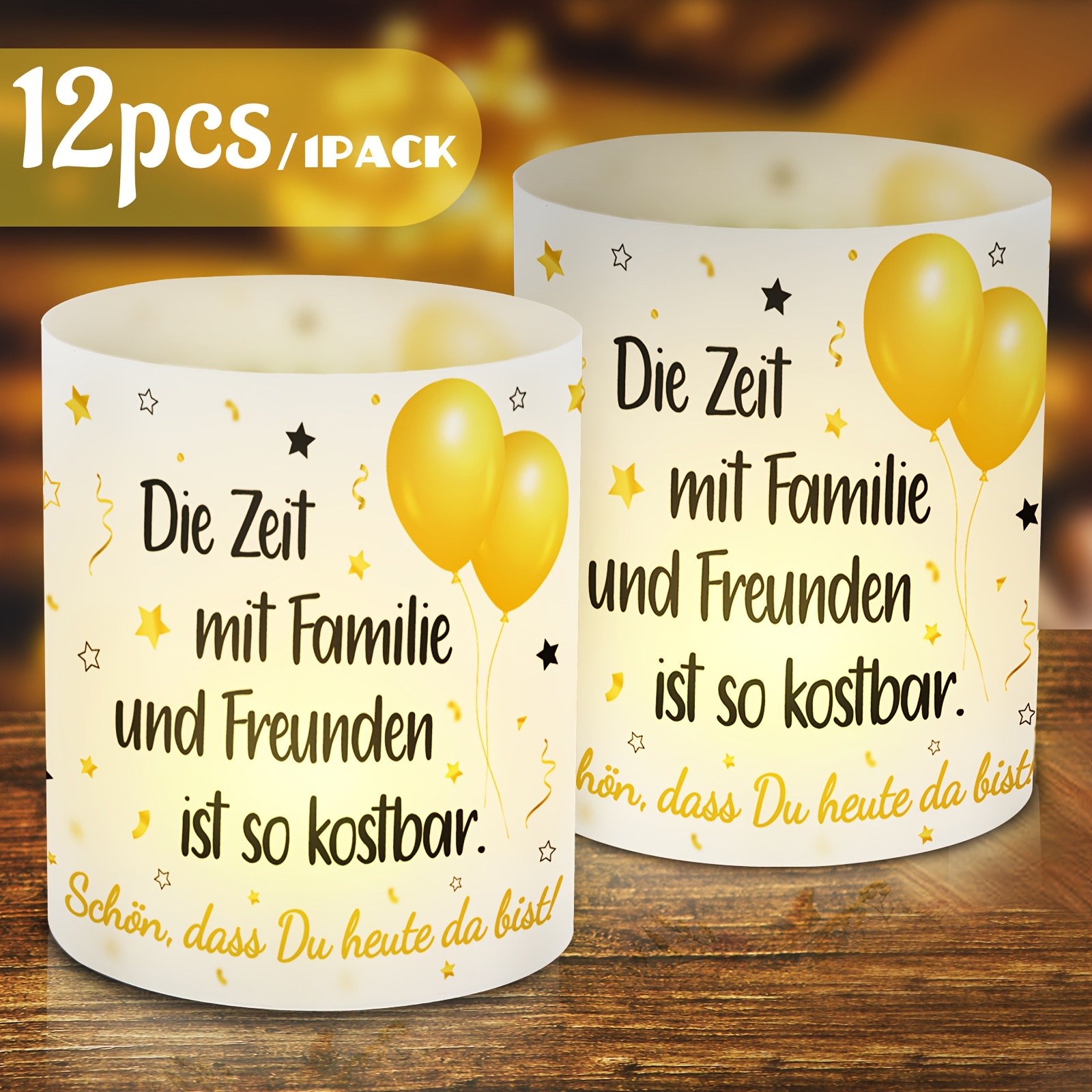 E-shop 12er-Pack Tischleuchtenlampenschirme, Esstischdeko, Geburtstagsfeier, geeignet für Hochzeitsgäste, Rückkehr zur Schule für Taufe und , mit der