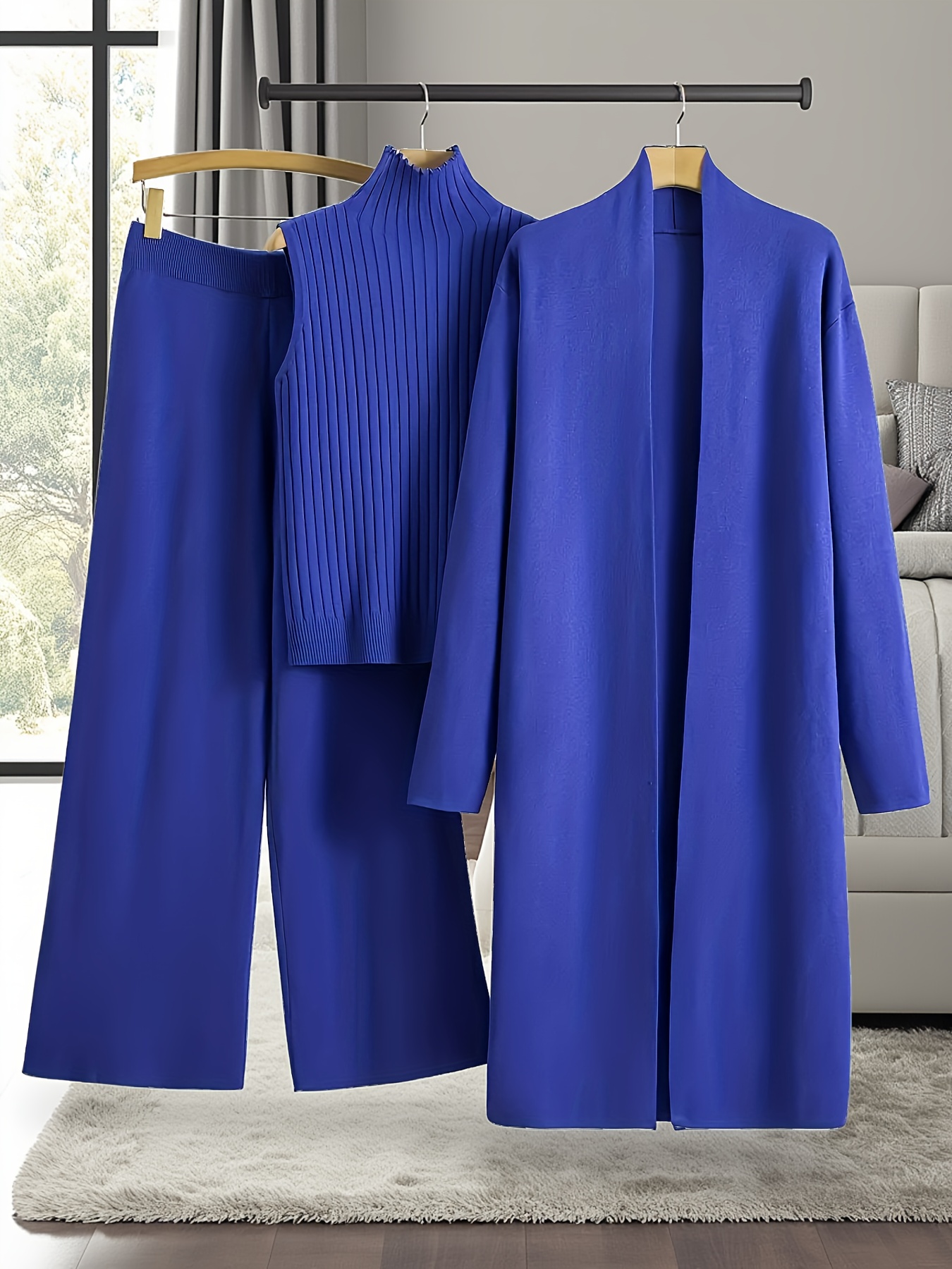 Women's Wide-Leg Pants and Cardigan Set