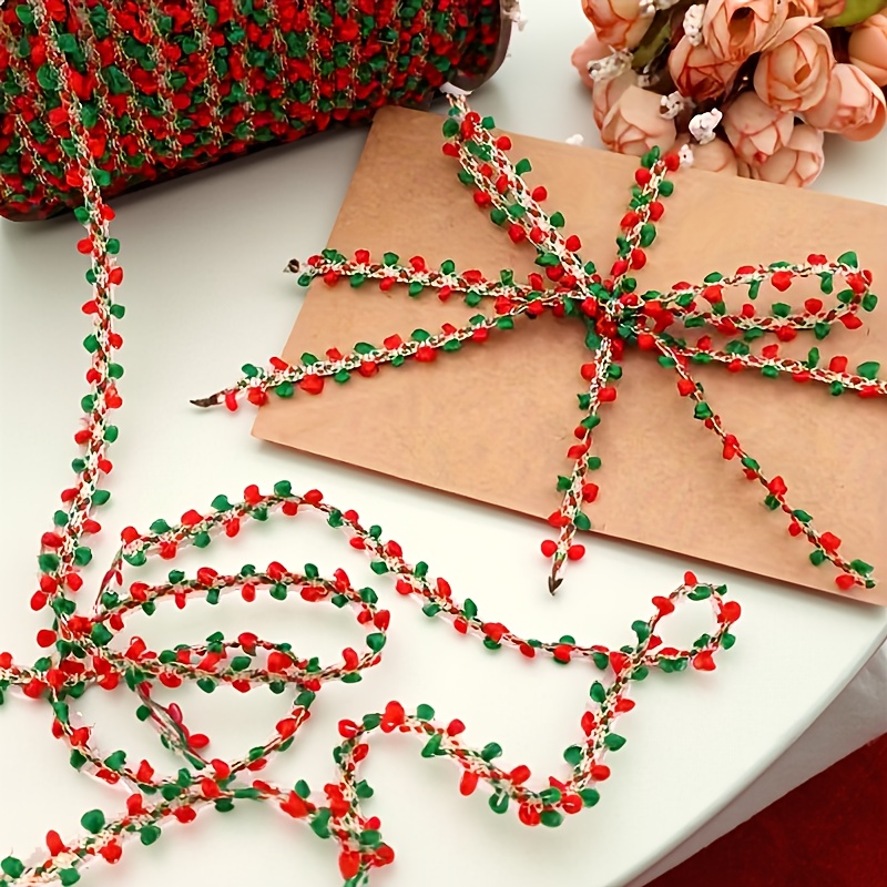 TEMU 10-yard Red And Green Christmas Decorative Tassel, 9m/354inch Per Roll, Elegant Christmas Decoration—diy Hand-woven Cord, Suitable For Diy Hand-