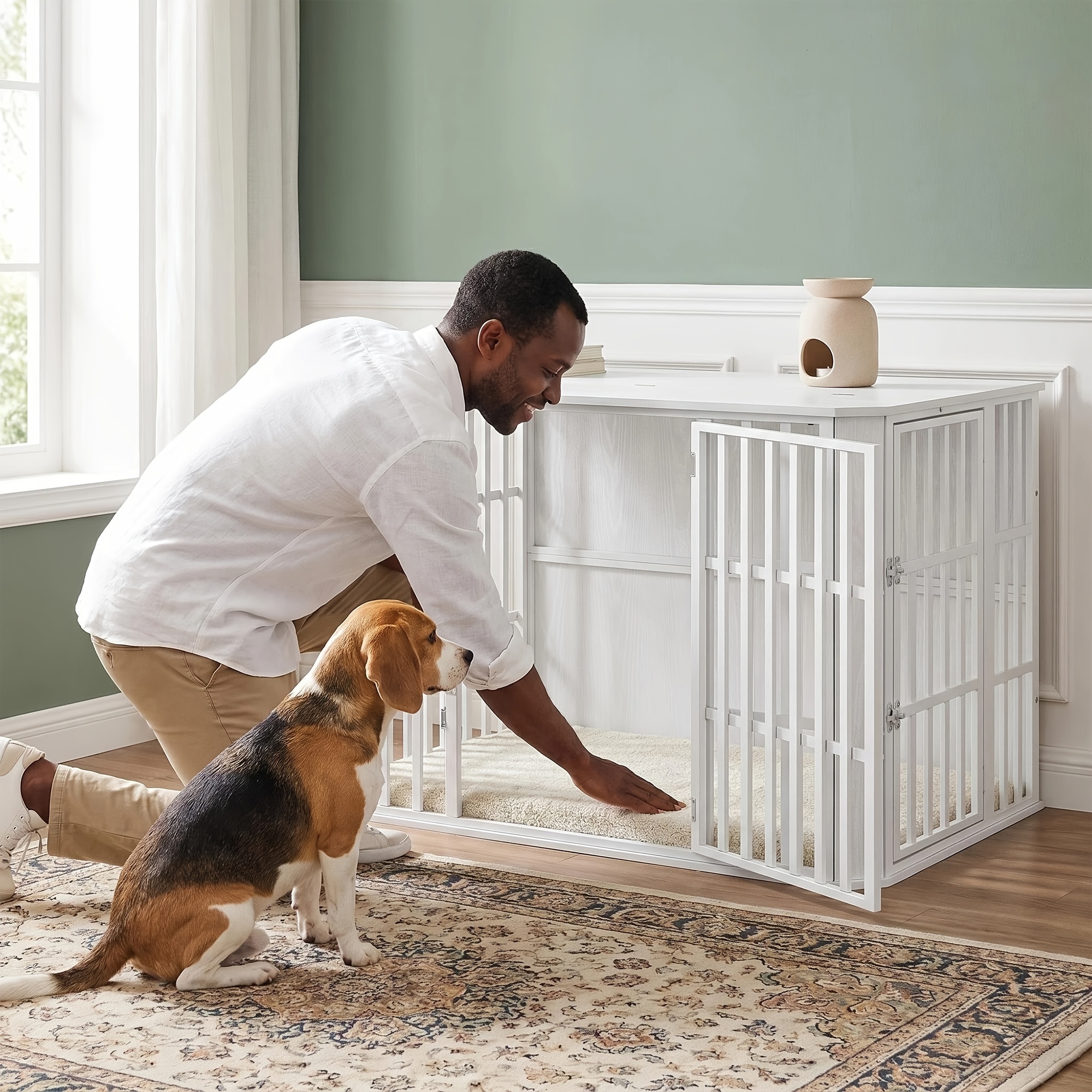 120cm Large Dog Cage, Multi-door Storage Design, Suitable For Medium To Large Dogs, Living Room Storage Pet Cage Furniture