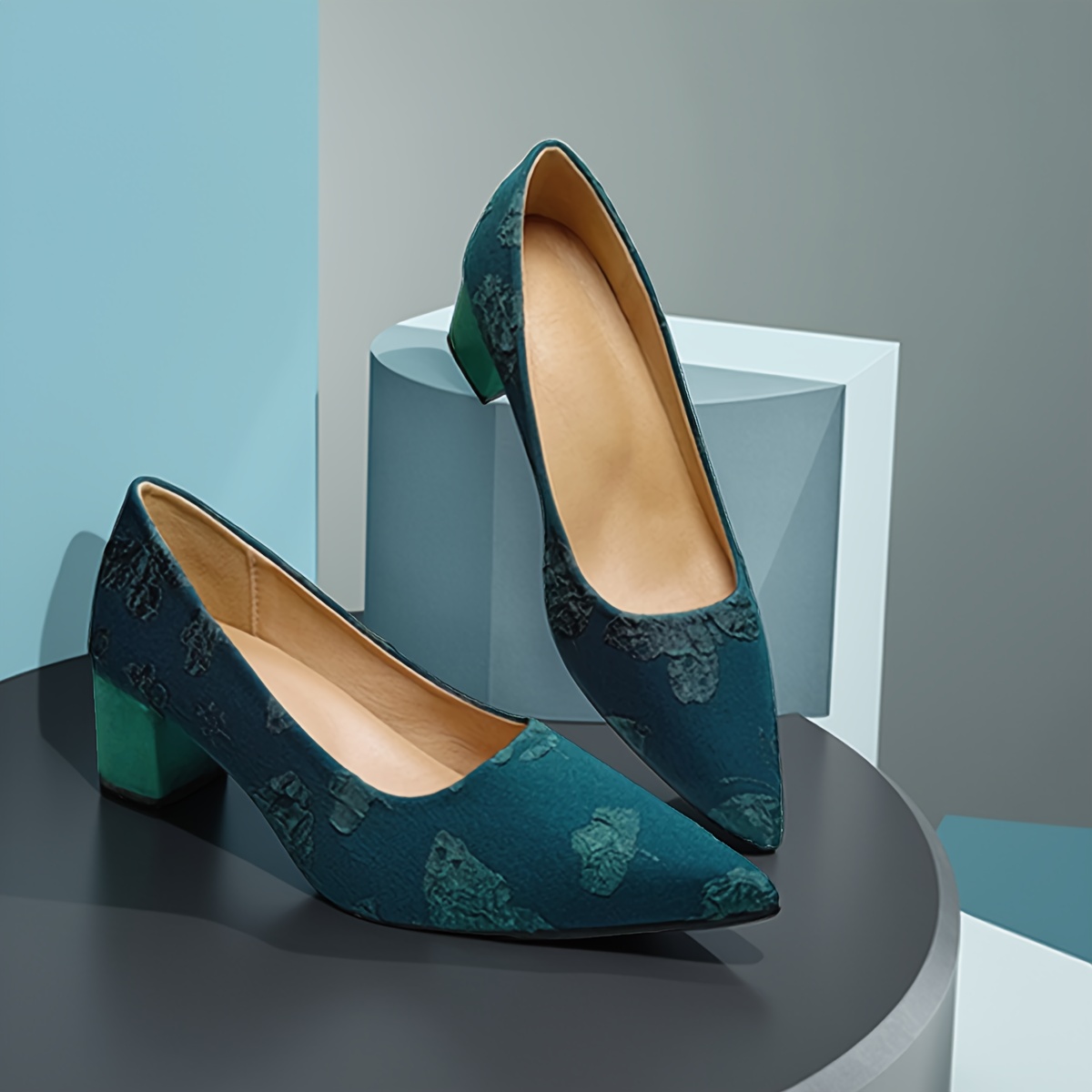 dress code at tavern on the green Extra-wide Fit Dark Green Suede Kitten Heels – Sargasso and Grey main image 0