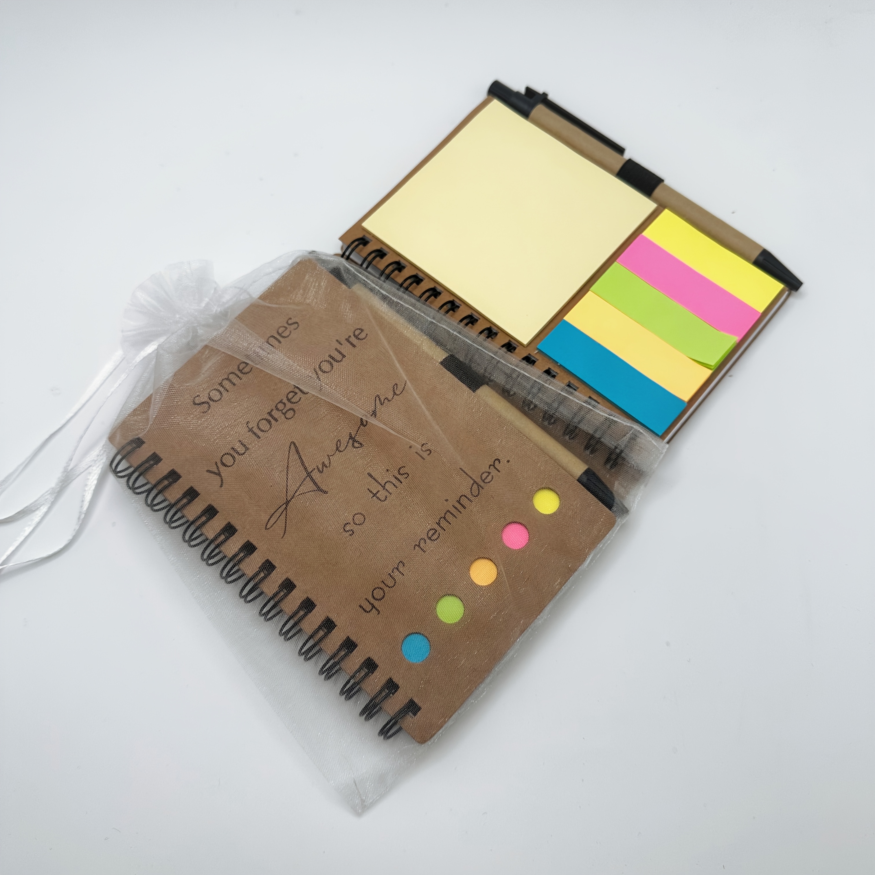 TEMU 3 stuks/ 1 set ( set bevat een notitieboek met spiraal-inspiratie, een pen en een cadeauzak) Cadeaus voor waardering van werknemers, met