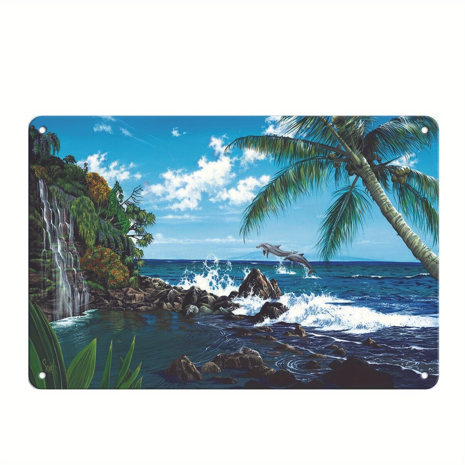 Placa Metálica de Castaway Cove Hawaiian Paradise com Vista para o Oceano 30.48cm x 20.32cm