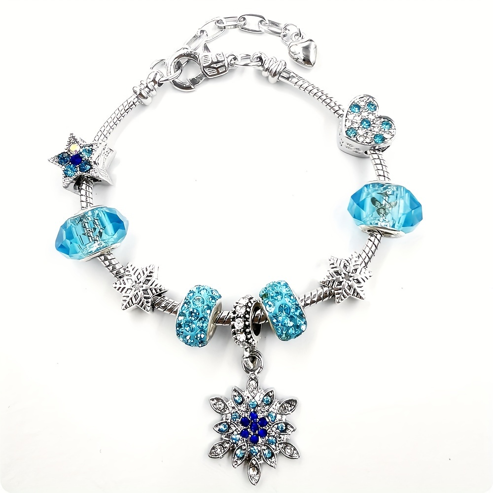 

Vintage-inspired Diy Charm Bracelet With Crystal & Star Pendants - Zinc Alloy, Rhinestone Accents For Casual Attire