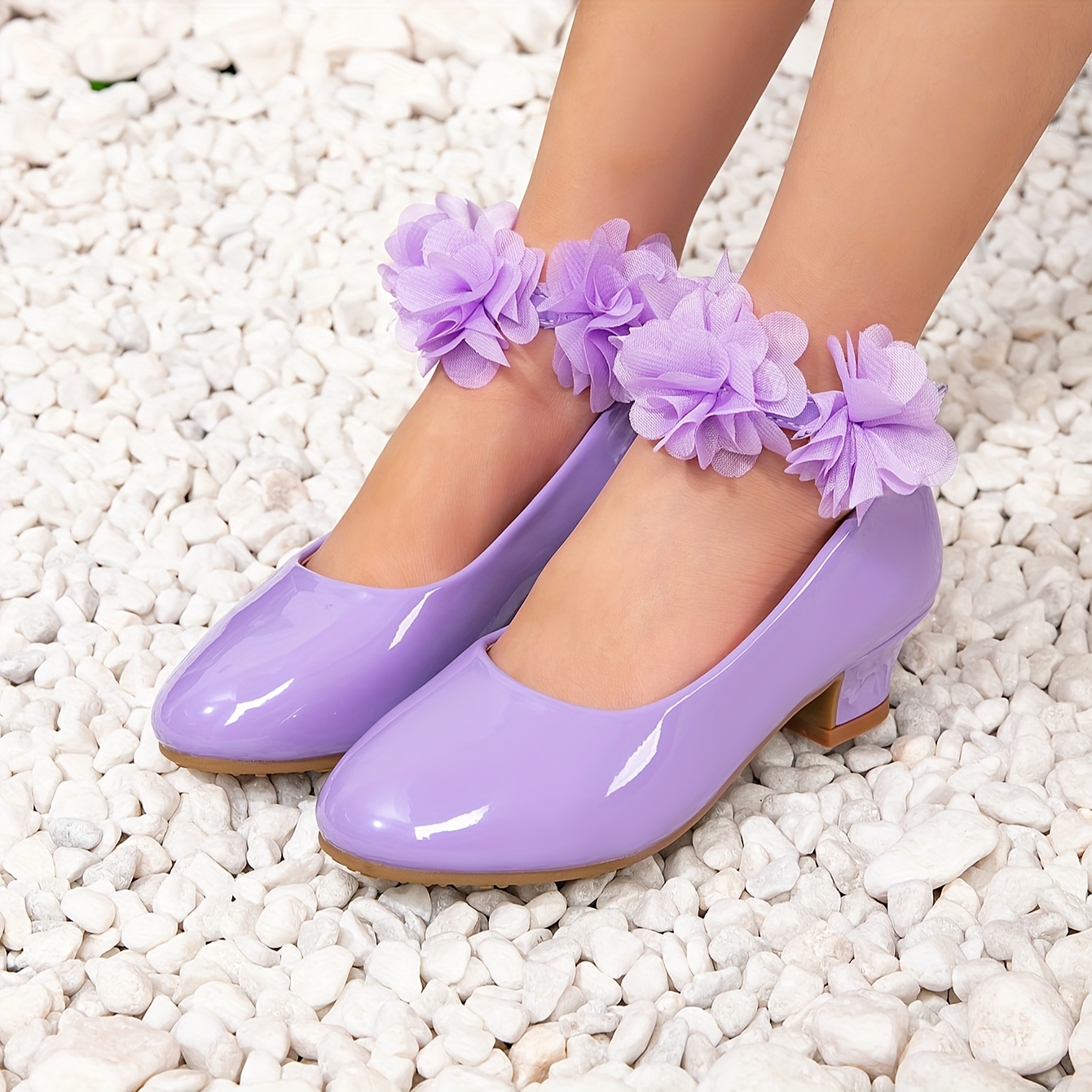 Heel Shoes Purple High Heels For Kids New Purple Flower High Heels