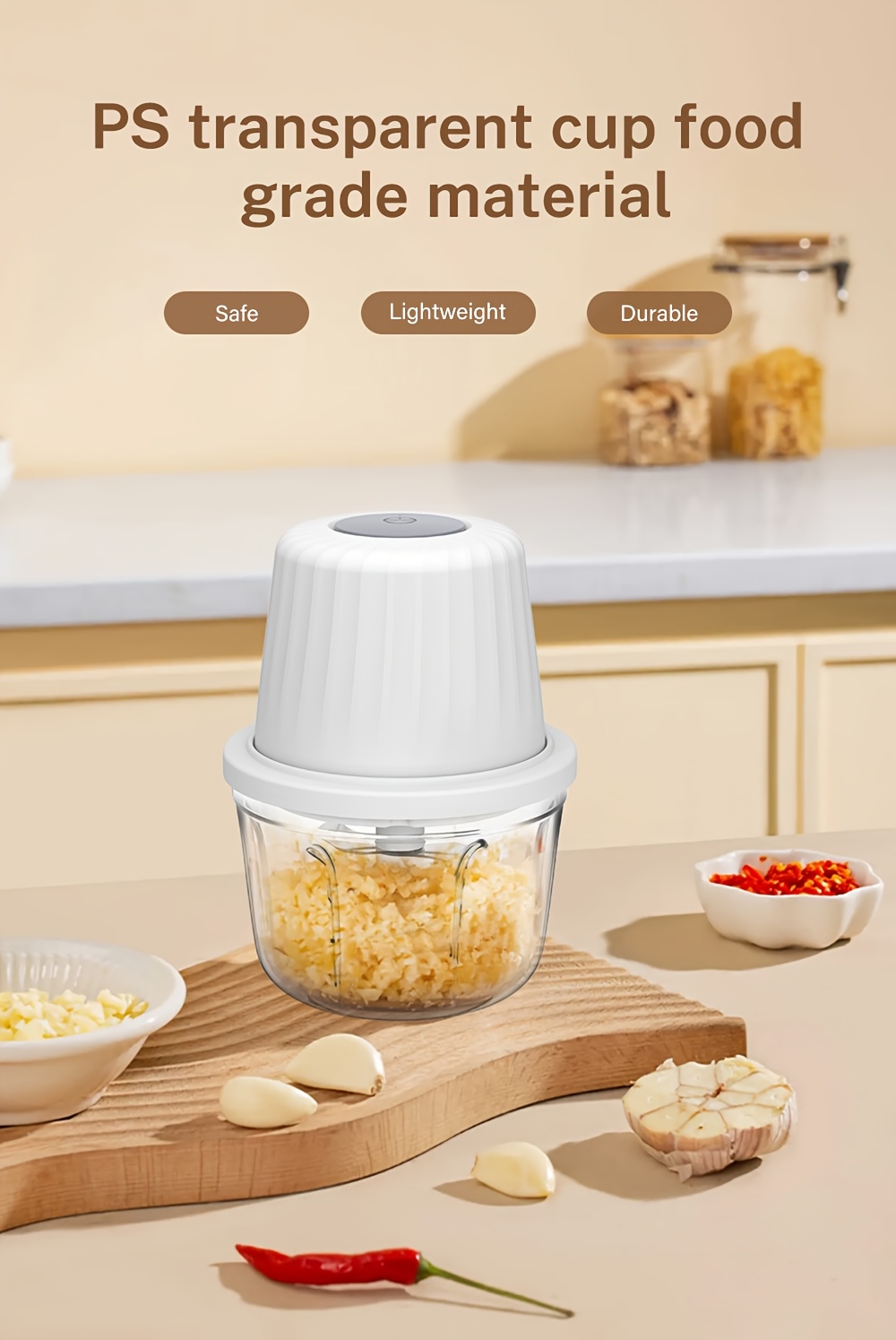   400ml mini electric food chopper with 6   blades portable usb rechargeable garlic cutter vegetable chopper multi   and meat grinder for chopping onions peppers celery ginger carrots kitchen essential tool vegetable chopper modern kitchen tool durable plastic Product details 5