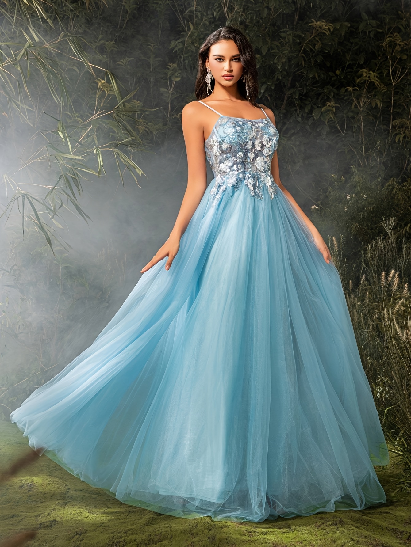 elegant womens sleeveless dress sheer overlay intricately - Temu Brazil