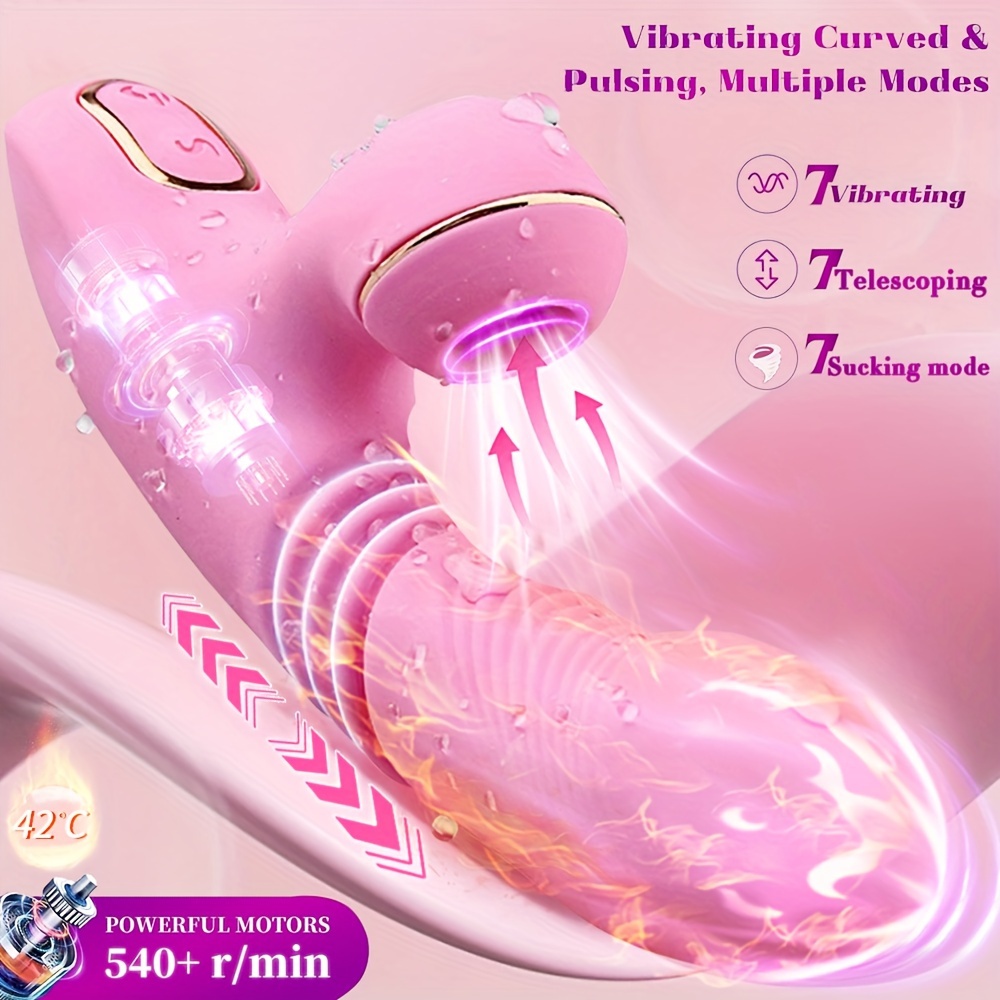 1pc Rabbit Dual Motor * with 7 Telescoping * and 7 * Heating * 3-in-1 * * *  USB Rechargeable, 850mAh Lithium Battery, Leather Adult Product for Women's  Pleasure, Waterproof *: IPX7