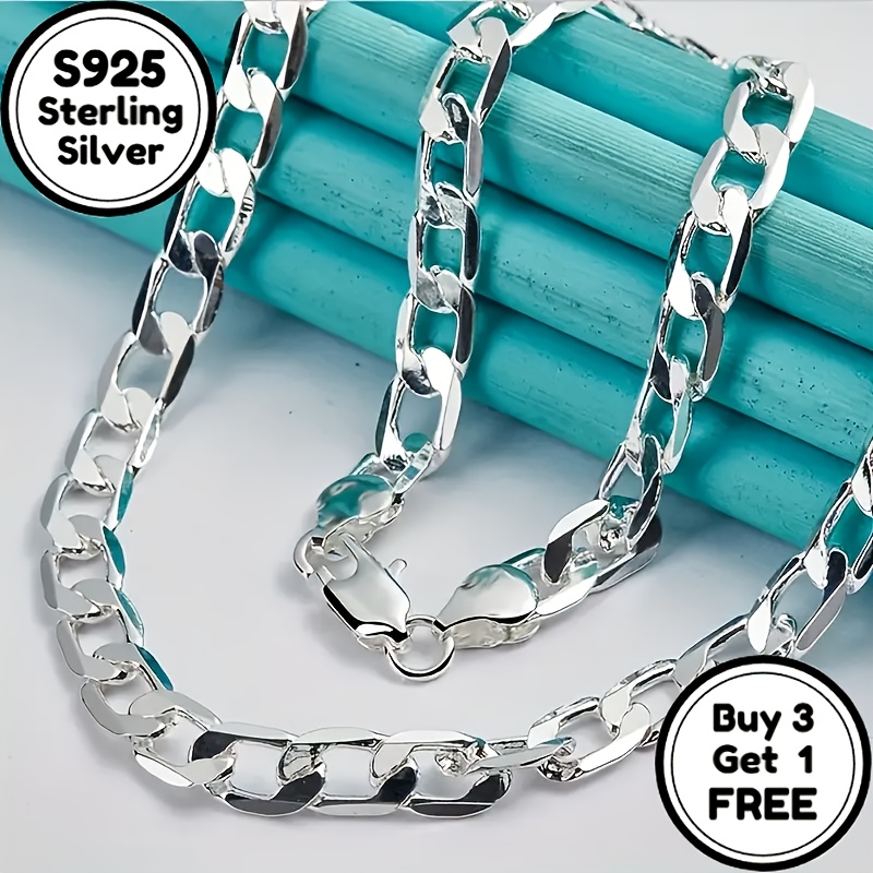 TEMU S925 Sterling Silver, 6mm Anchor Chain Necklace, Perfect For Birthdays And . Comes In A Gift Box (purchase 3 And 1 Free)