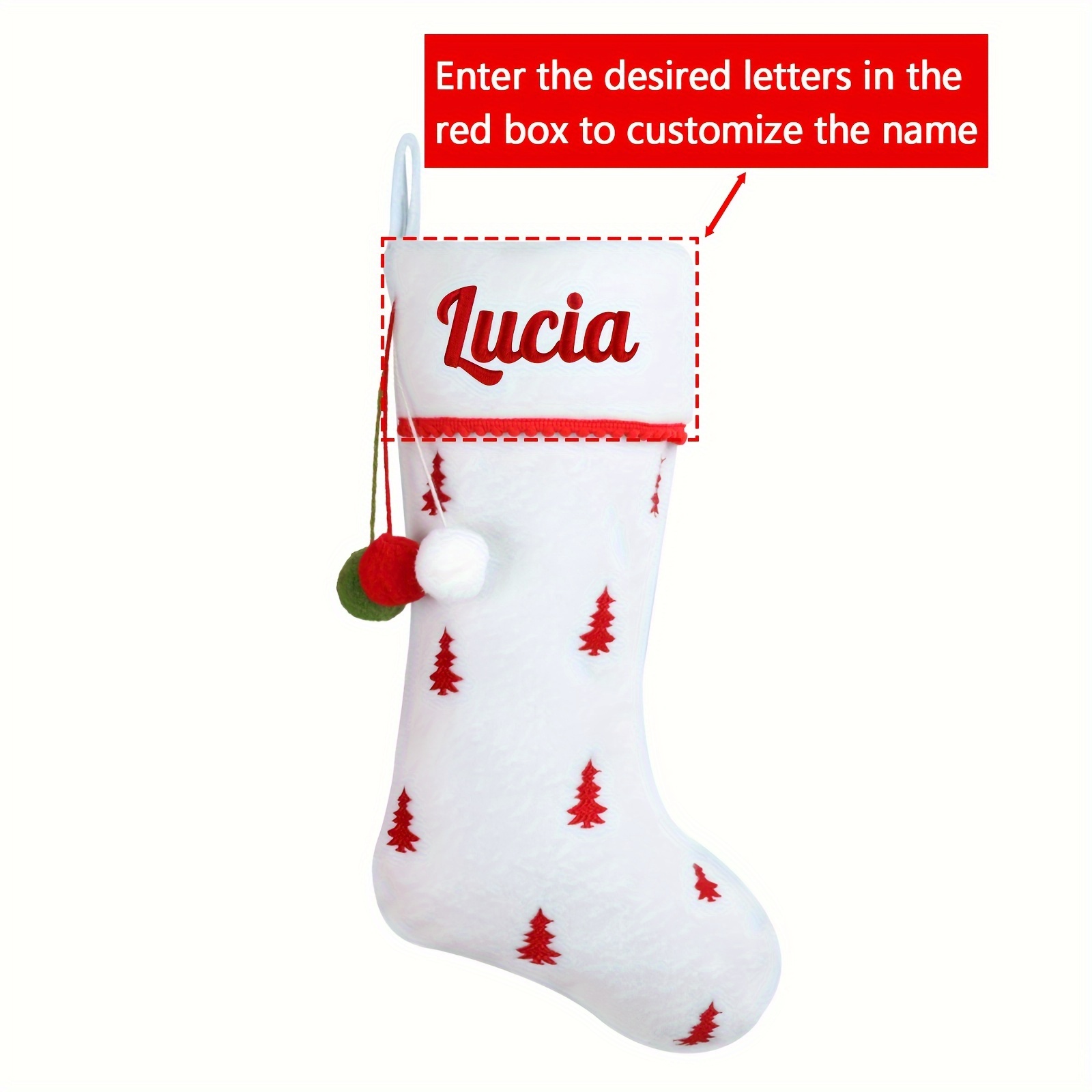 TEMU Customizable Christmas Stockings - Personalized With Name, Embroidered Festive Decor, Polyester, Ideal For Holiday Family Gatherings