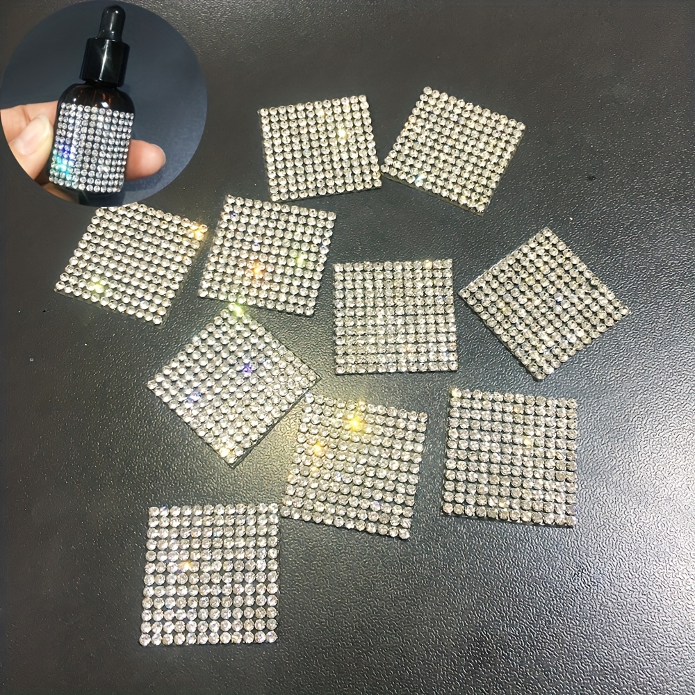 10pcs Self-Adhesive Square Shape Rhinestone Decals for DIY