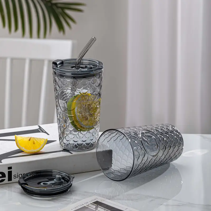 2pcs 4pcs high silicon glass tumblers with lids and stainless steel straws spill proof leak proof heat resistant ideal for iced coffee with reusable drinkware for home Product details 3