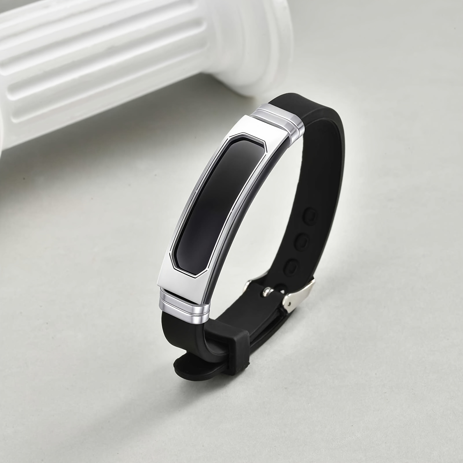 TEMU 1 pulsera ajustable de estaño metálico y silicona para papá - para , accesorio para hombre de estaño metálico, para usar todo el año en Navidad,
