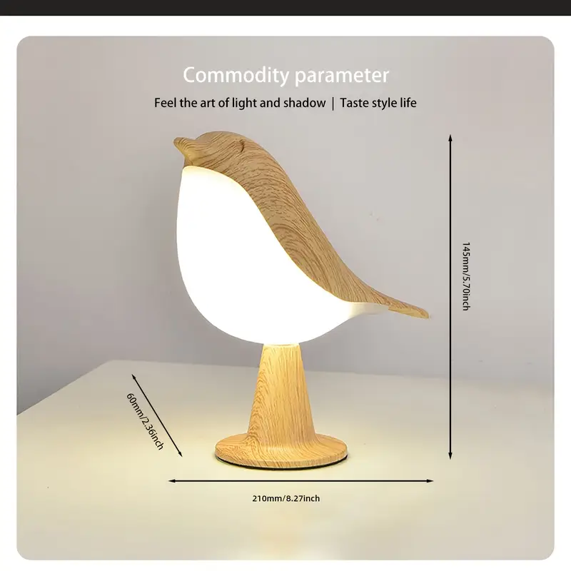 1pc art bird led table lamp 3 level adjustable touch controlled night light rechargeable lithium battery plastic freestanding desk lamp with usb cable animal theme for room types maple leaf color Product details 2