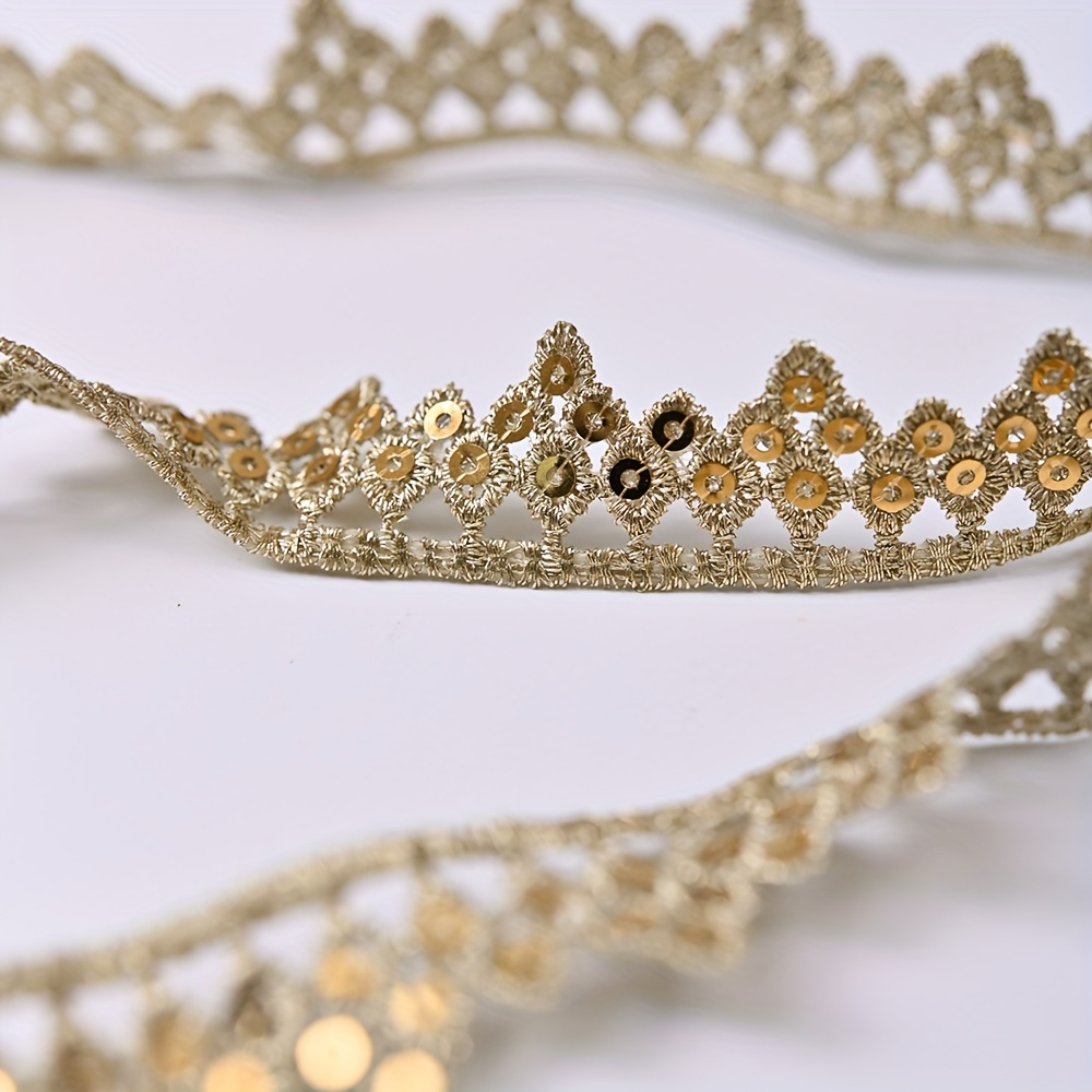 TEMU Encaje dorado con de encaje para ropa DIY, accesorios decorativos de tela de encaje