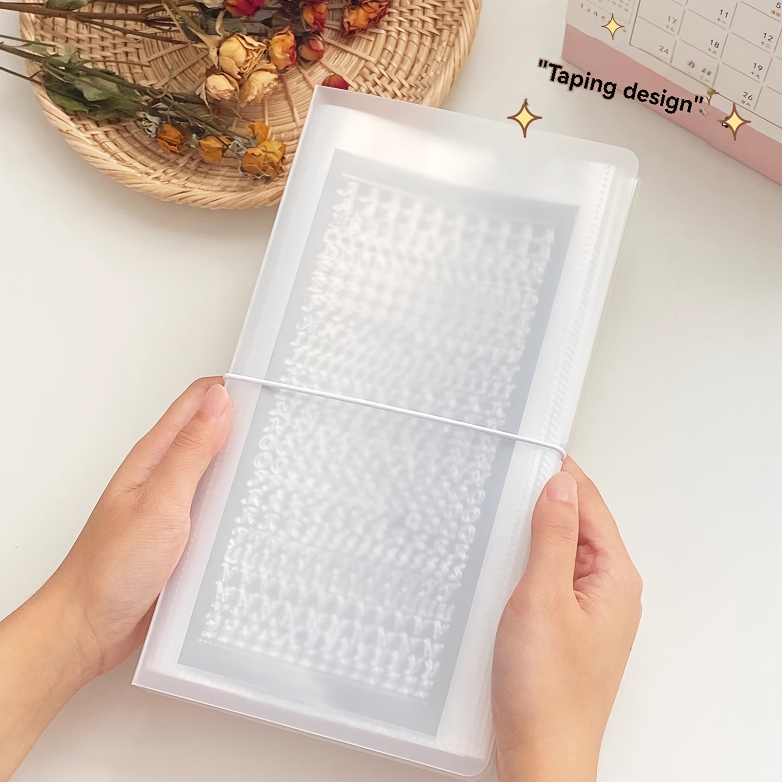 

Large Clear Decal Organizer Book - 50-page Planner & Scrapbooking Storage Binder, White Plastic, 4.8 X 9.68 Inches