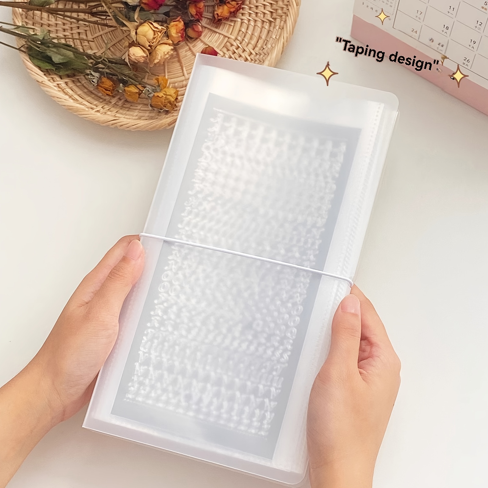 

Large Clear Sticker Organizer Book - 50-page Planner & Scrapbooking Storage Binder, White Plastic, 4.8 X 9.68 Inches