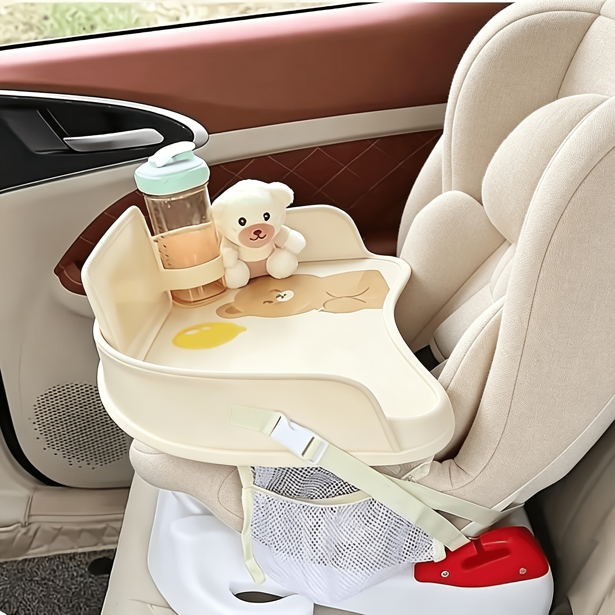 Image of 1pc Travel Tray For Car Seat, Car Tray With Pockets, For Back Seat & Car Ride - Table Game Tray Knee Board Drawing Table