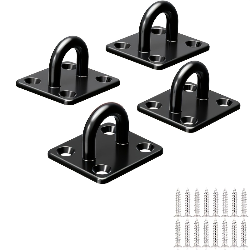 TEMU 4pcs Stainless Steel Heavy-duty Hooks, Truck Hooks, Heavy-duty Wall Panel Ring Hooks, Marine Hanging Hardware Nail Hooks, With Screw Rings