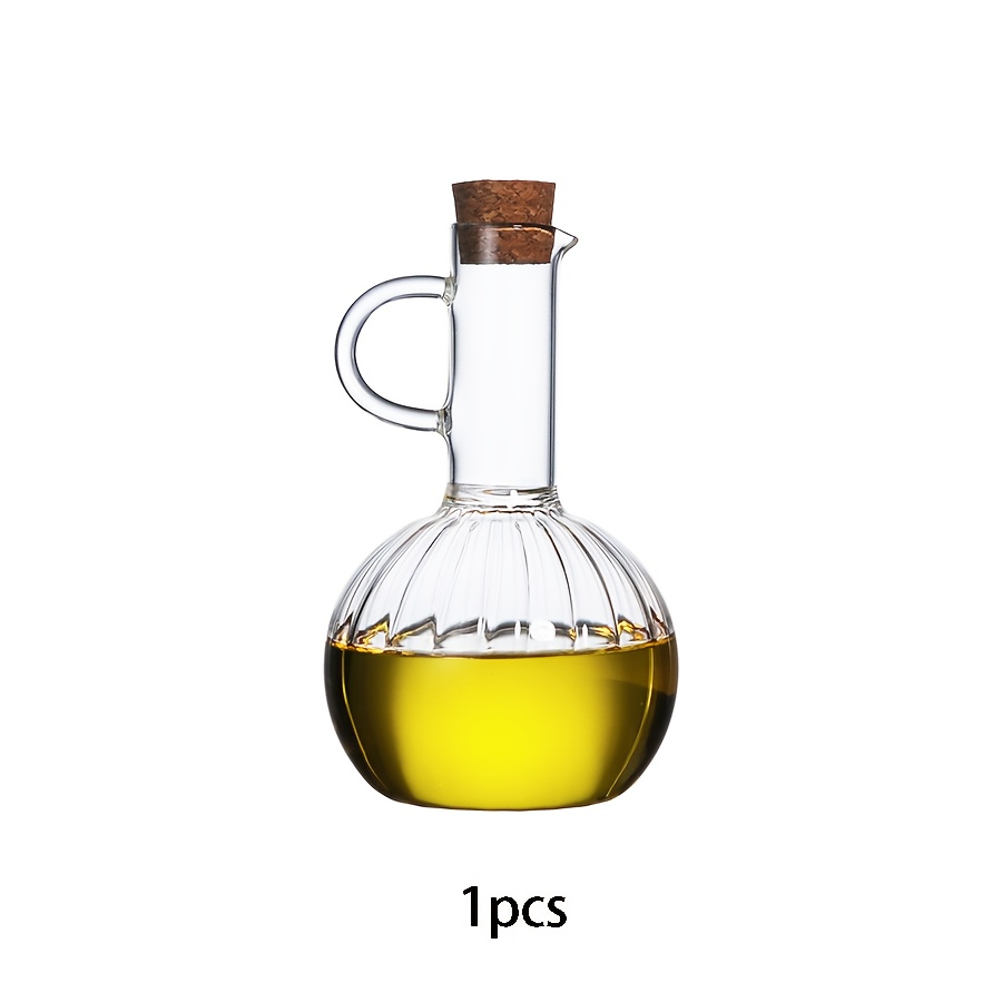 TEMU 1/2pcs Cork Glass Oil And Vinegar Cruet Set, Glass Olive Oil Dispenser Bottle, Oil And Vinegar Bottles With Pourer, , Suitable For Kitchen,