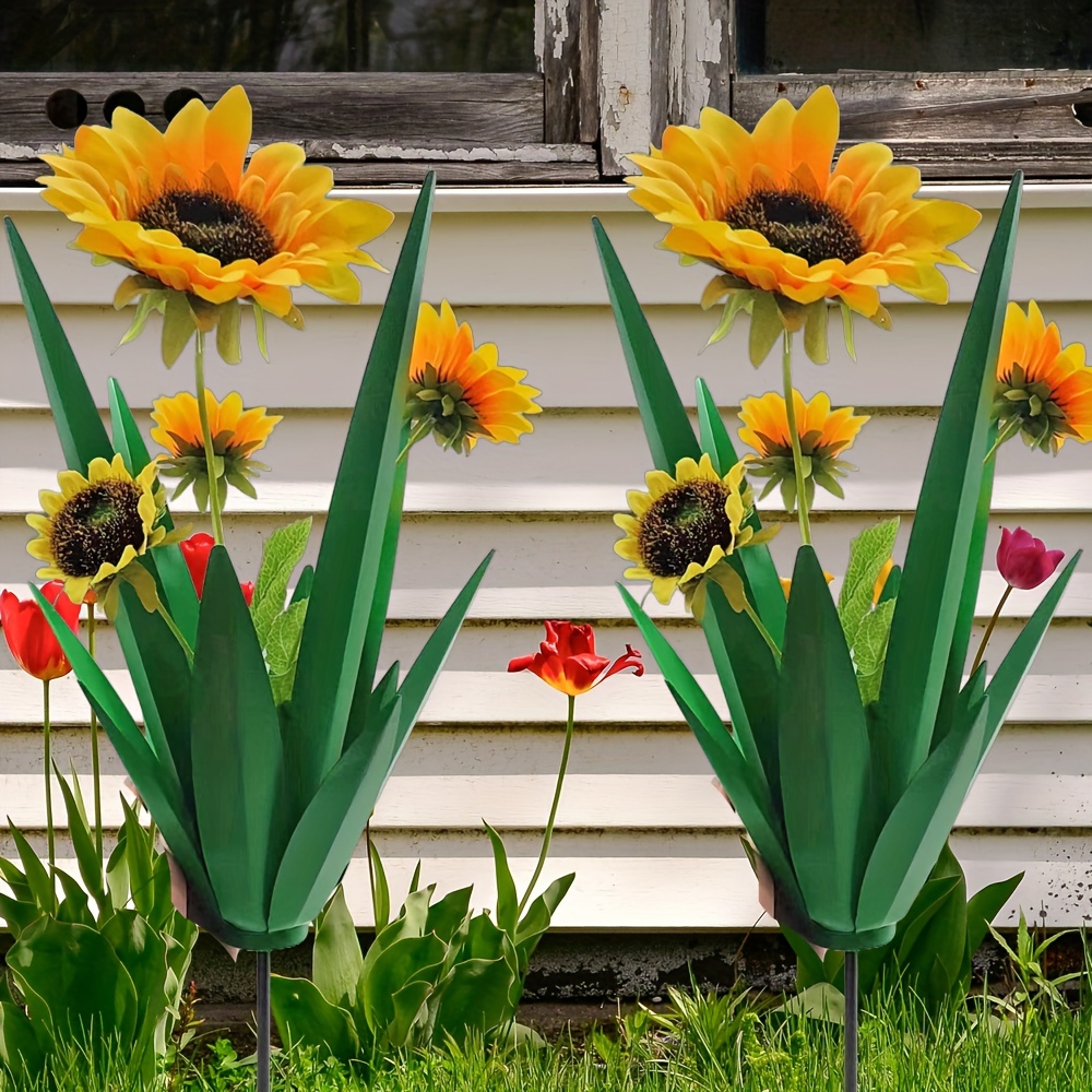 

2pcs Metal Sunflower Garden Stake Decoration, Set Of Garden Stakes, Suitable For Outdoor Home Gardens, Backyard Lawns, Path , Sunflower Stick Decoration