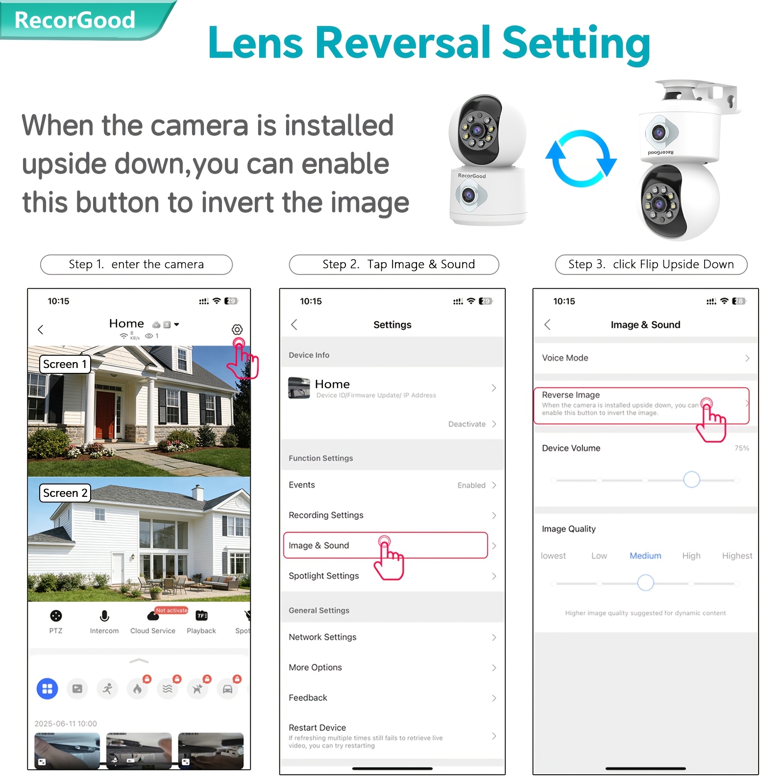 1pc Wireless Dual-Lens Security Camera, Home Property Monitoring, Color Night Vision, AI Motion Detection, PTZ Pan-Tilt Rotation, Multi-User Sharing, Two-Way Talk, Sound And Light Alarm Push, Supports 2.4Ghz Wi-Fi, for Garage