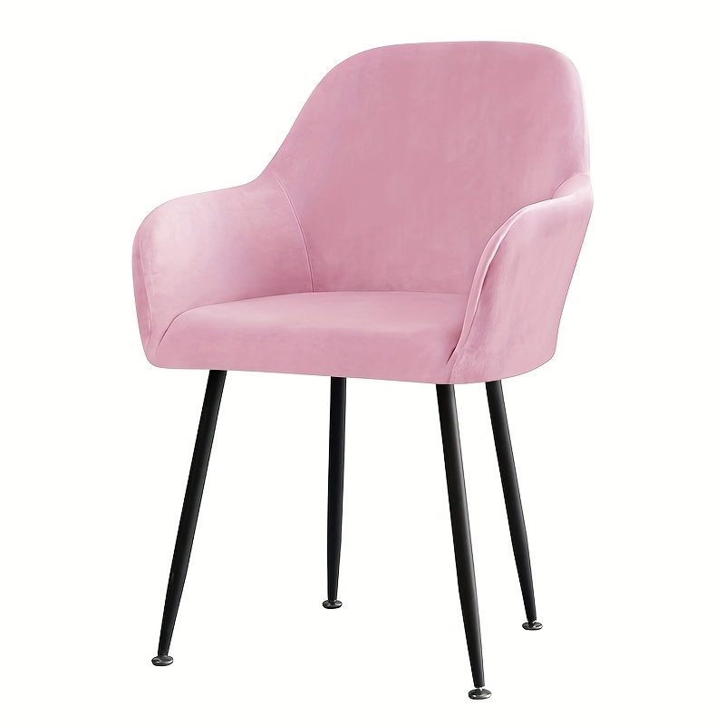 TEMU 1pc Silvery Fox Velvet Satin Elastic Dining Chair High Armrest Cover