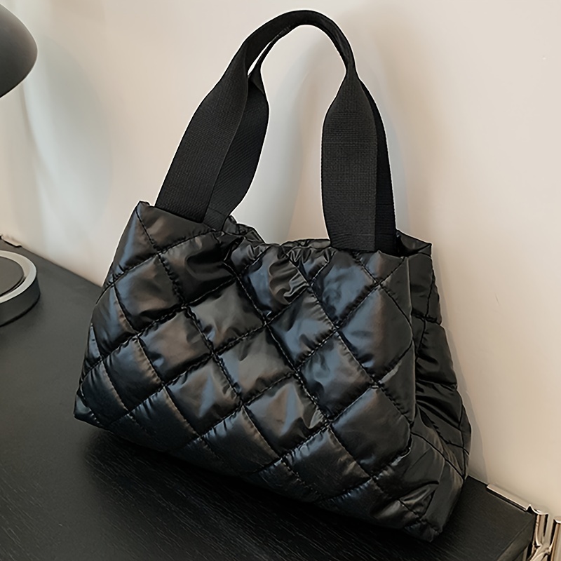 

' Quilted Tote Bag, Large Handbag, Bag Handles