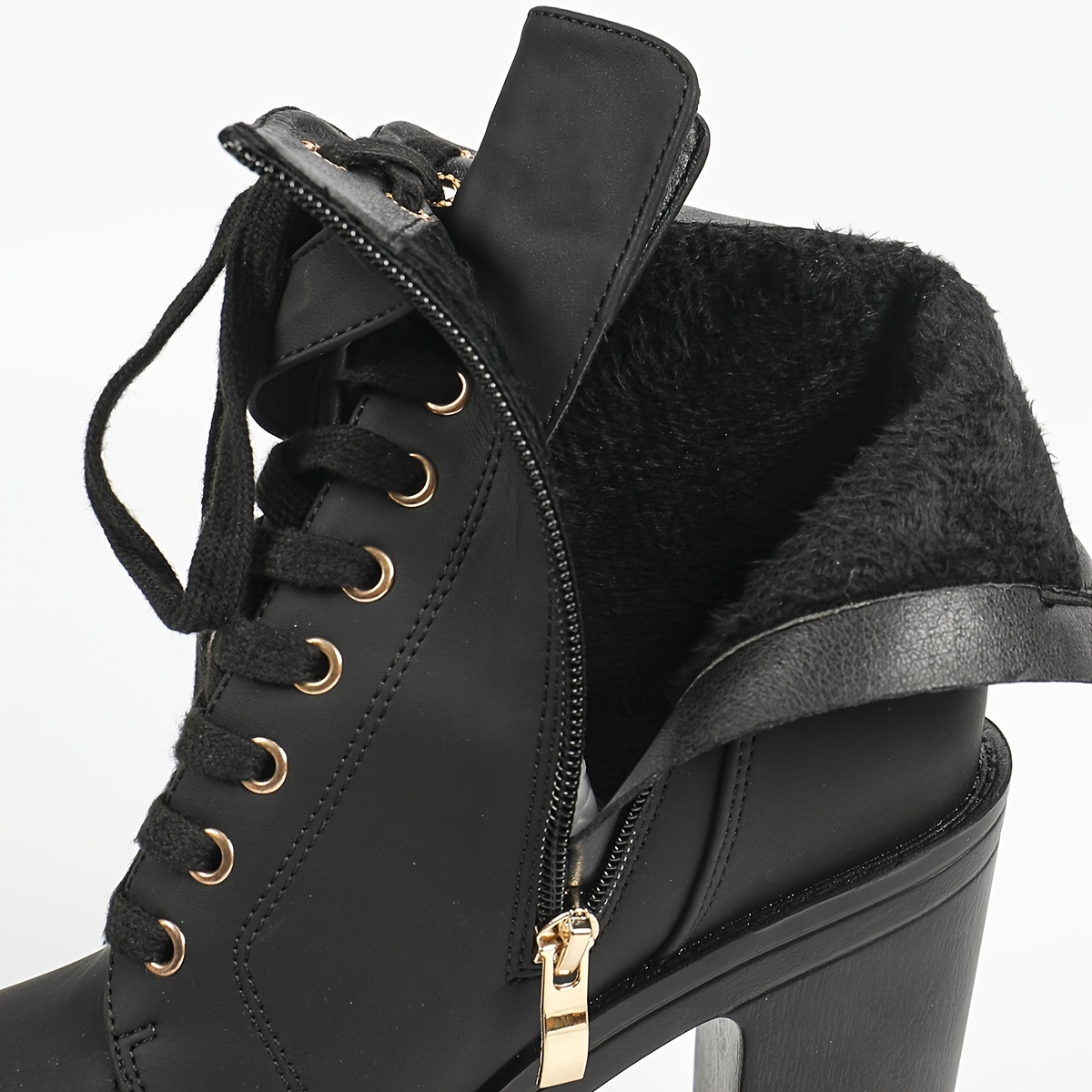 Women's Punk Style Platform Ankle Boots with Chunky Heel, Lace-Up Metal Buckle - Perfect for Parties & Casual Attire