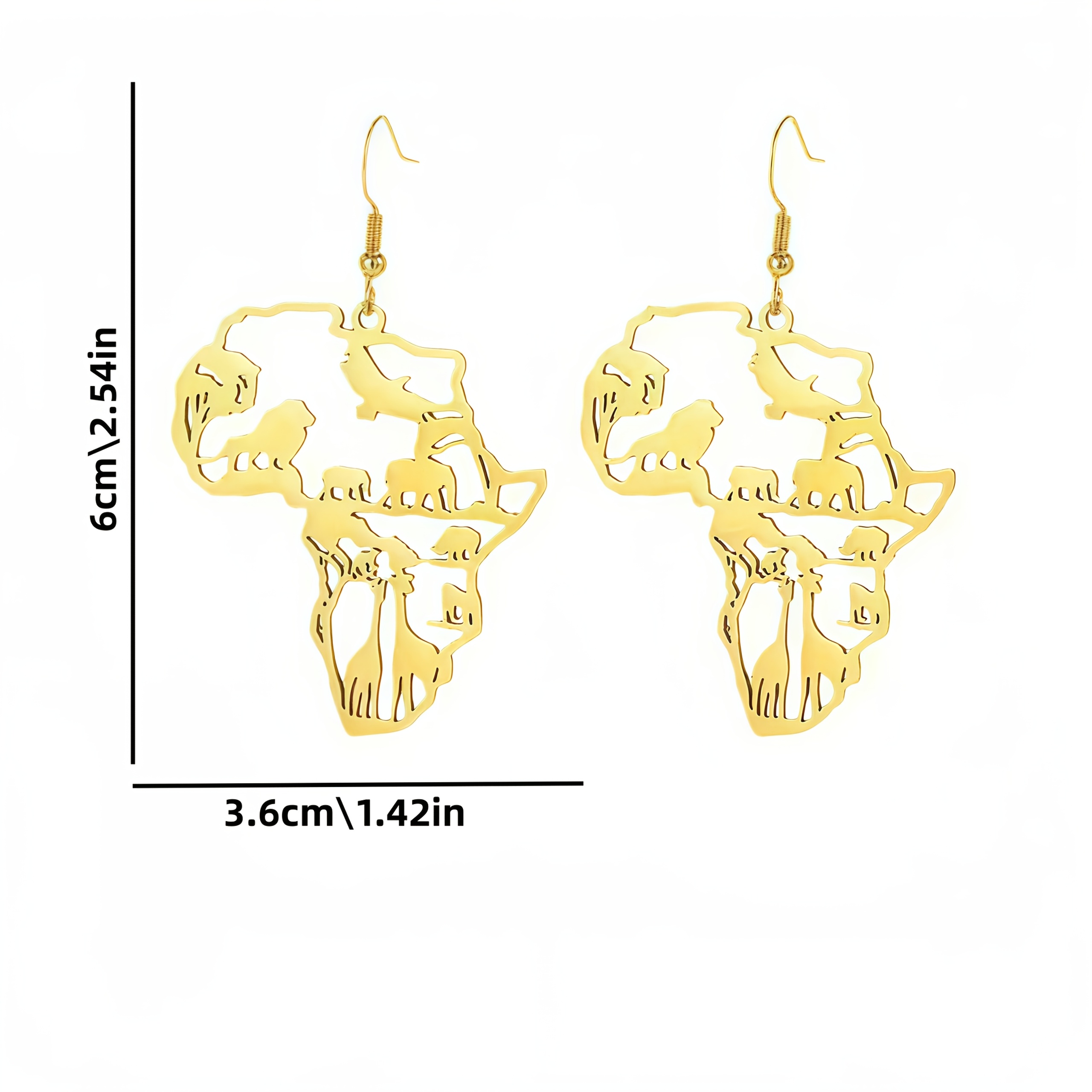 Women's Unique African Map-Inspired Earrings, Daily Wear