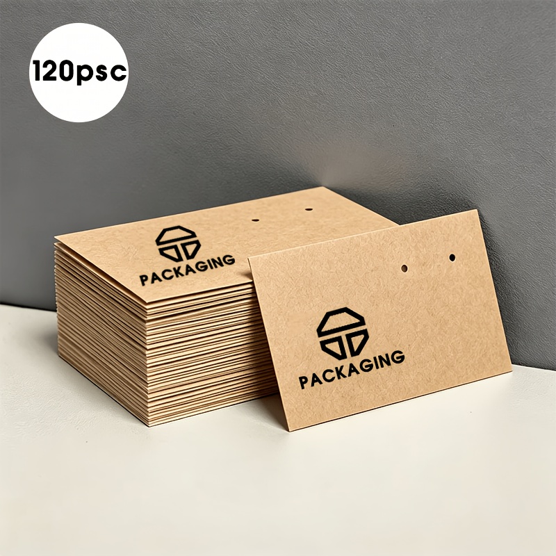 TEMU 80/98/120pcs Custom Stud Earrings Display Cards, Customizable Logo Pattern & Text, 2 Kinds White Cardstock & Paper Cardboard For Small Business