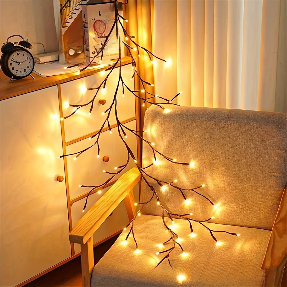 TEMU 1pc156led Warm Radiance Artificial Willow Twig Lights - 180cm/71in Usb Tree Vine Lamp For Indoor/outdoor Joy | Fairy Branch Lighting For Holiday