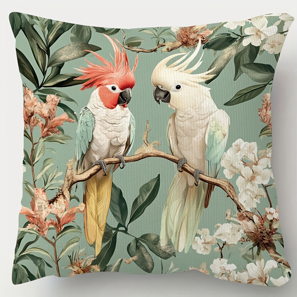 

Vintage Tropical & Jungle Botanicals Square Pillowcase, 18x18 Inch - Soft, Breathable Polyester With Zipper Closure For Bedroom And Sofa Decor