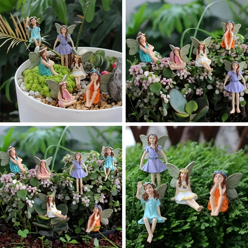 

1 Set Of 6pc Flower Insert Small Fairy Elves Suitable For Home Bonsai Decoration, Garden And Outdoor Garden Decoration
