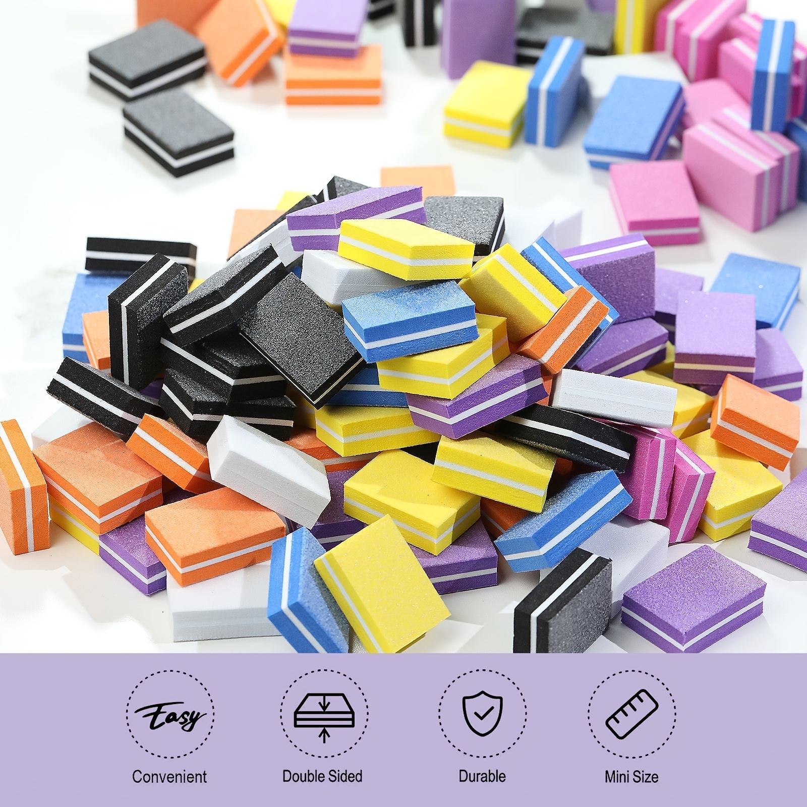 20pcs Double-Sided Nail Buffers, Mini Nail Files for Home & Salon Use