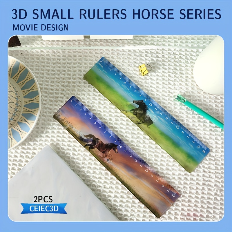 TEMU 2- Horse Bookmark Rulers, Equestrian-themed Measuring Tools, Plastic Rulers With 3d Effect, Ideal For Journals, School, Office Supplies, Small