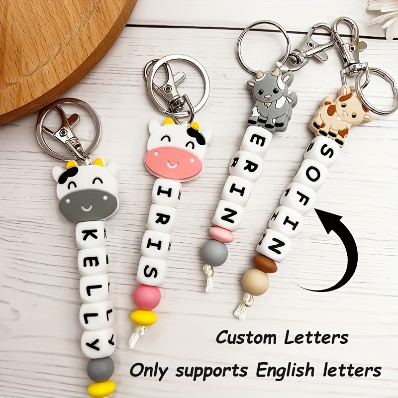 

Customizable Keychain Cow & - Personalized English , For To