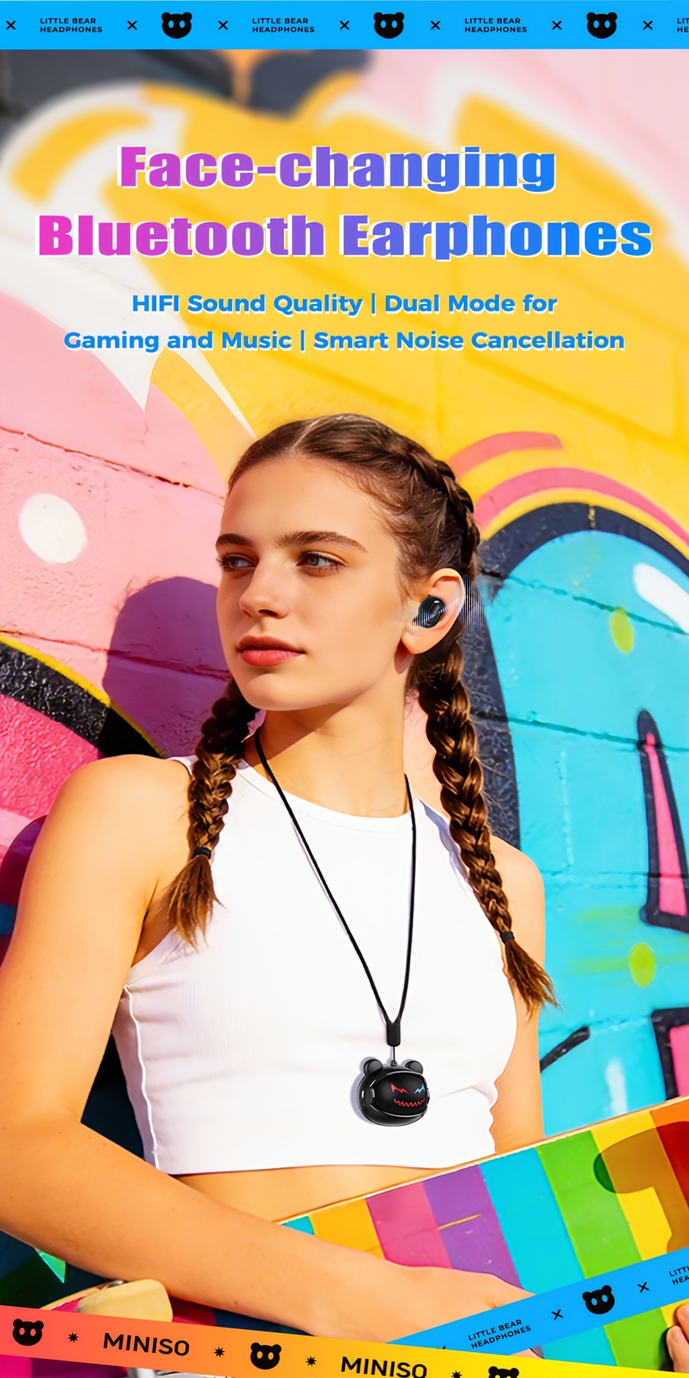 Écouteurs Intelligents de Traduction | Écouteurs Sans Fil Bluetooth 6.0 | Traduction en Temps Réel par IA pour 134 Langues, Logiciel Gratuit à Vie | 40 Heures d'Autonomie, Double Mode pour Jeux et Musique | Charge Rapide Type-C, Design Portable avec Lanière, Masque Élégant à Changement de Visage