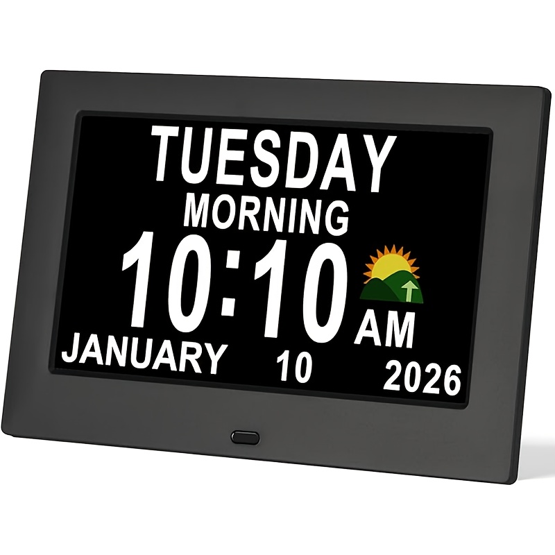 TEMU Reloj de pared con calendario digital, alarma y hora diaria - con , alimentación por USB, formato , múltiples alarmas, para con problemas de