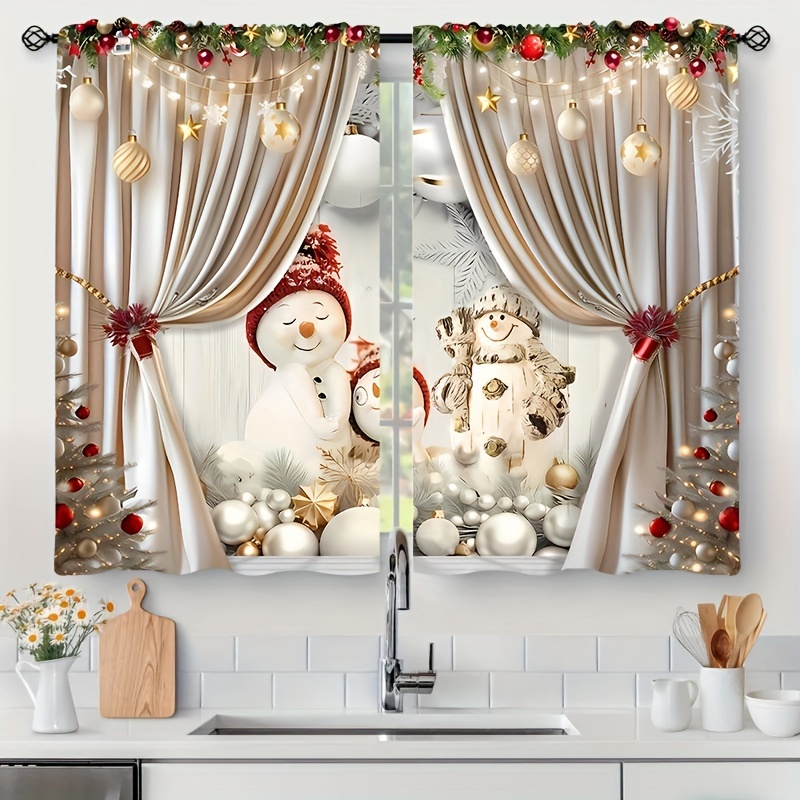 

Christmas Curtains, Snowman Drapes, 24x59 , , , , Rod , Decor For , , , Bathroom, Polyester , -120g